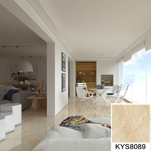 金艾陶大理石瓷砖土耳其浅灰白KYS8089瓷砖客厅效果图
